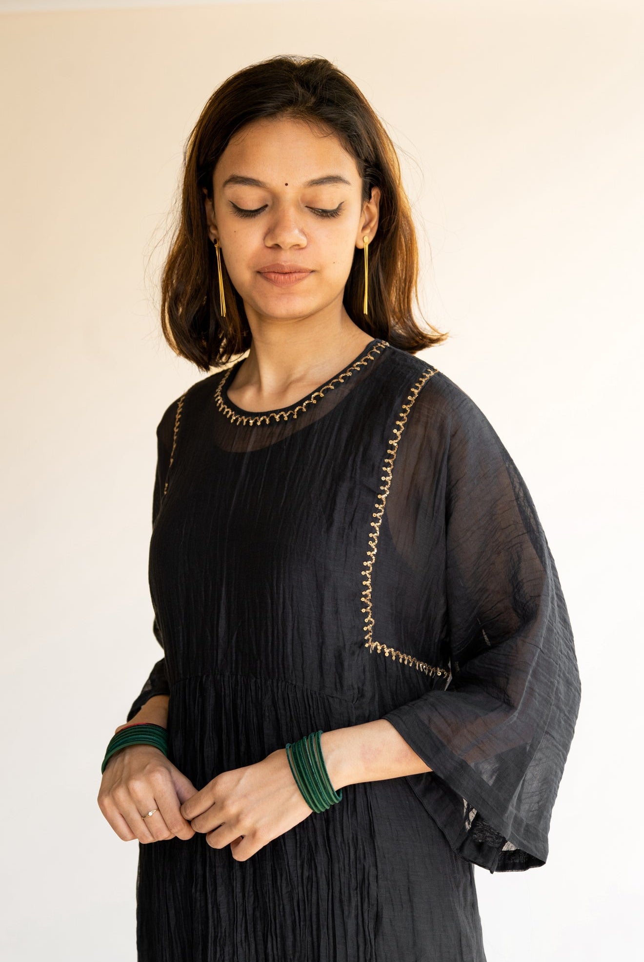 Black Kaftan Kurta Set - CiceroniNirjara