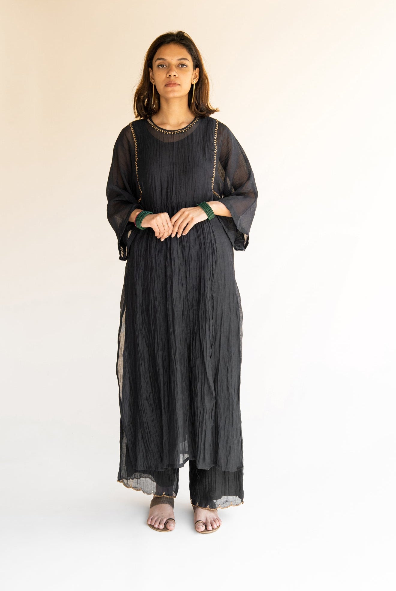 Black Kaftan Kurta Set - CiceroniNirjara