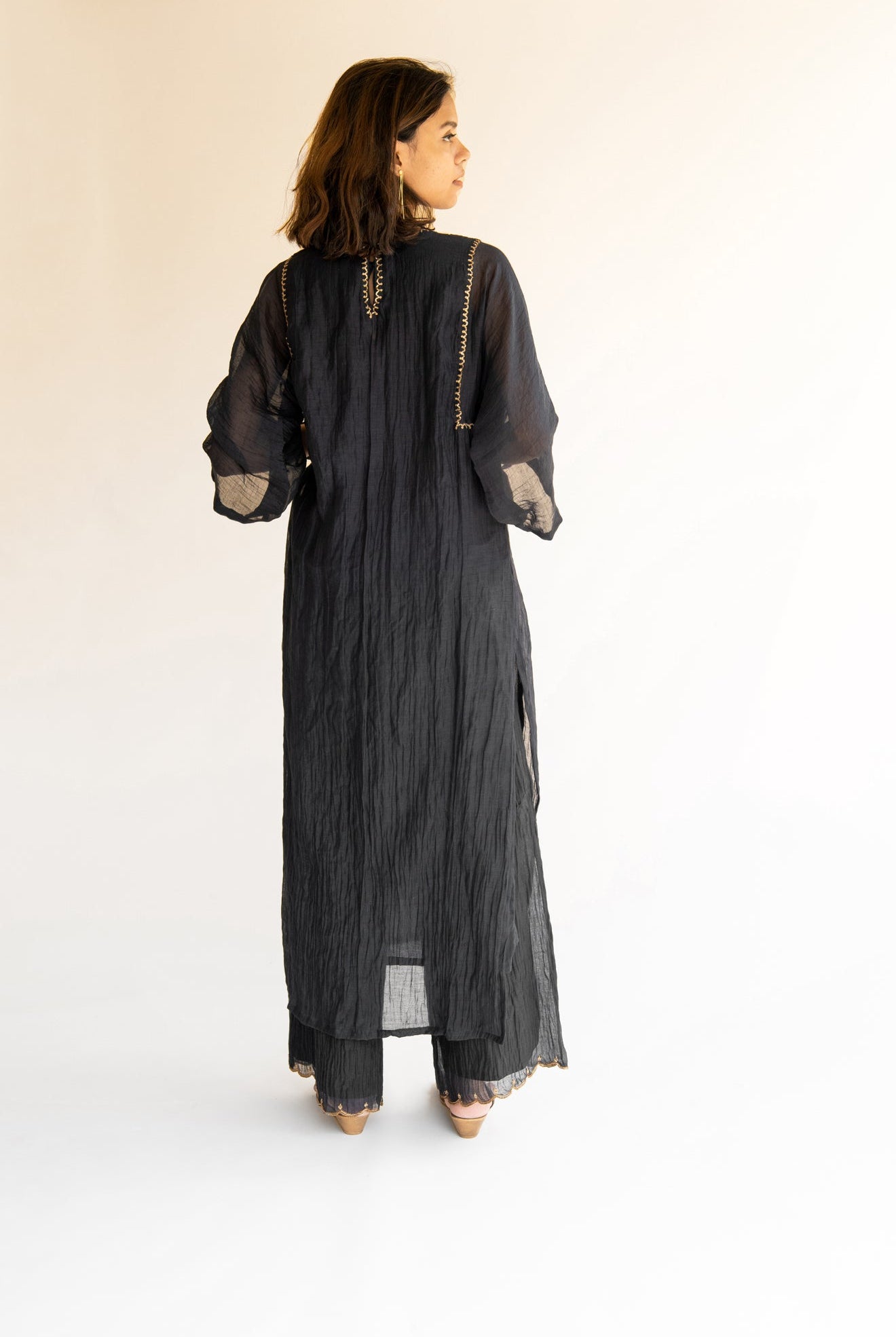 Black Kaftan Kurta Set - CiceroniNirjara
