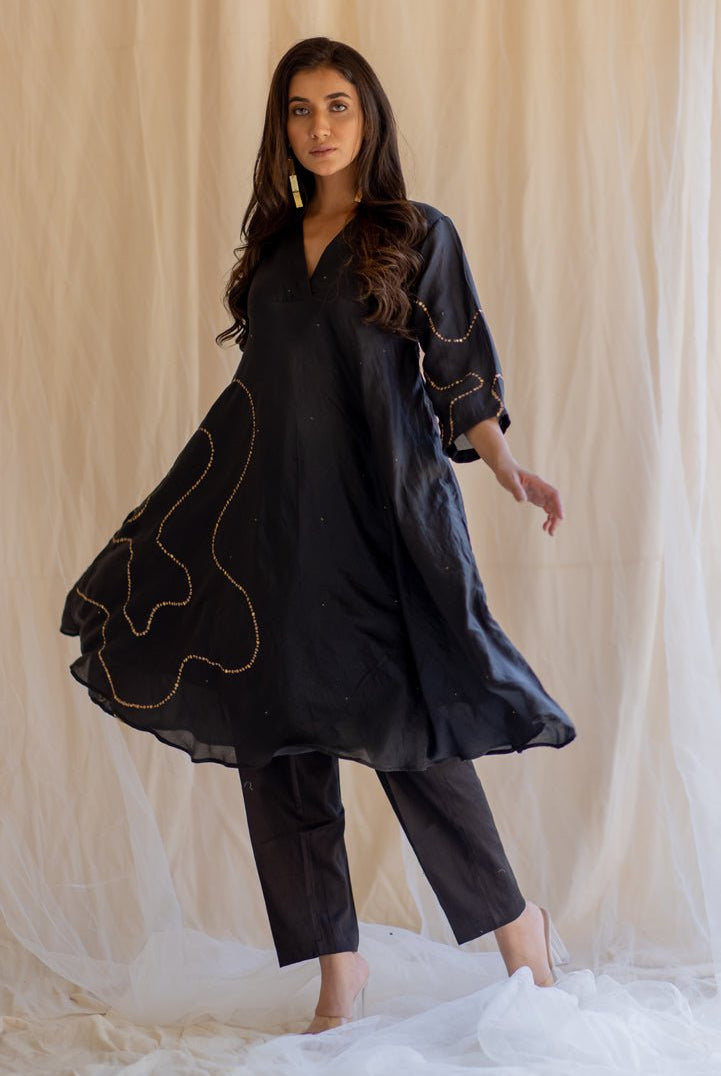 Black Maheem Kurta Set - CiceroniNirjara
