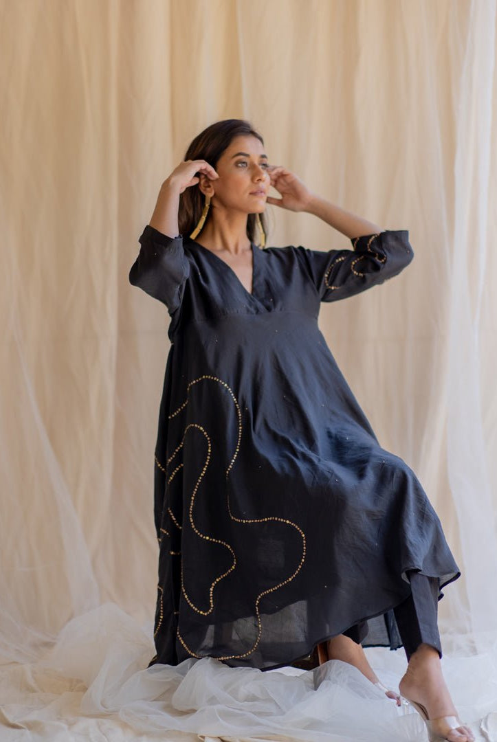 Black Maheem Kurta Set - CiceroniNirjara