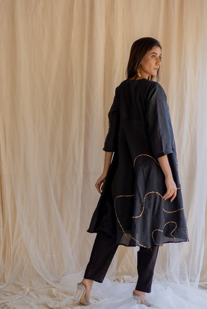 Black Maheem Kurta Set - CiceroniNirjara