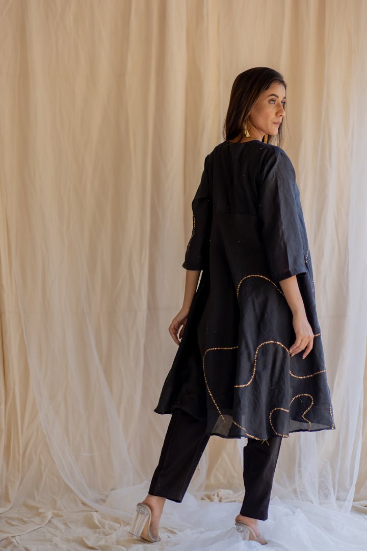 Black Maheem Kurta Set - CiceroniNirjara
