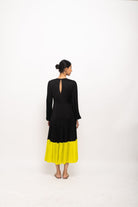 Black-Neon Gather Maxi Dress - CiceroniDressesNeora