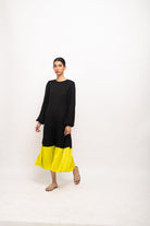 Black-Neon Gather Maxi Dress - CiceroniDressesNeora