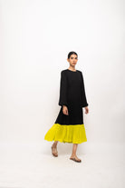Black-Neon Gather Maxi Dress - CiceroniDressesNeora