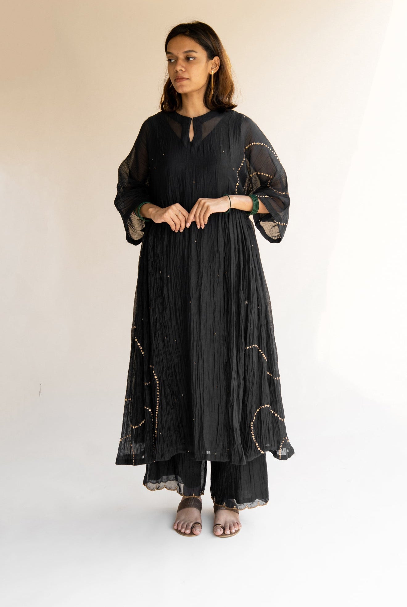 Black Shabnam Kurta Set - CiceroniNirjara