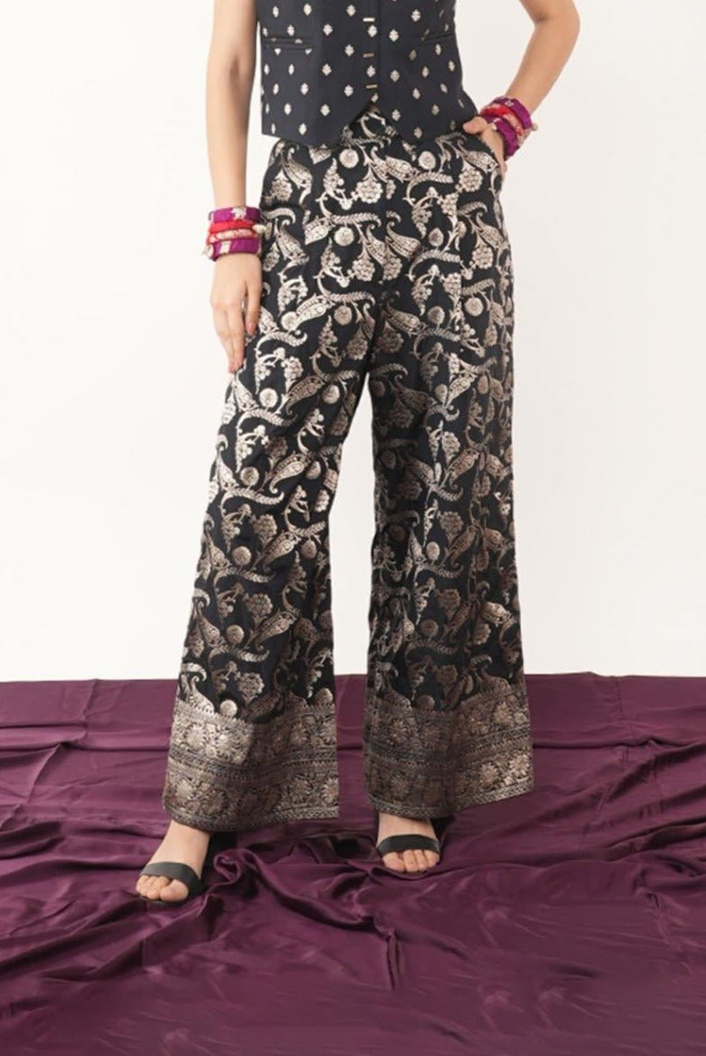 Black Silk Jaal Pant - CiceroniPantsShriya Singhi