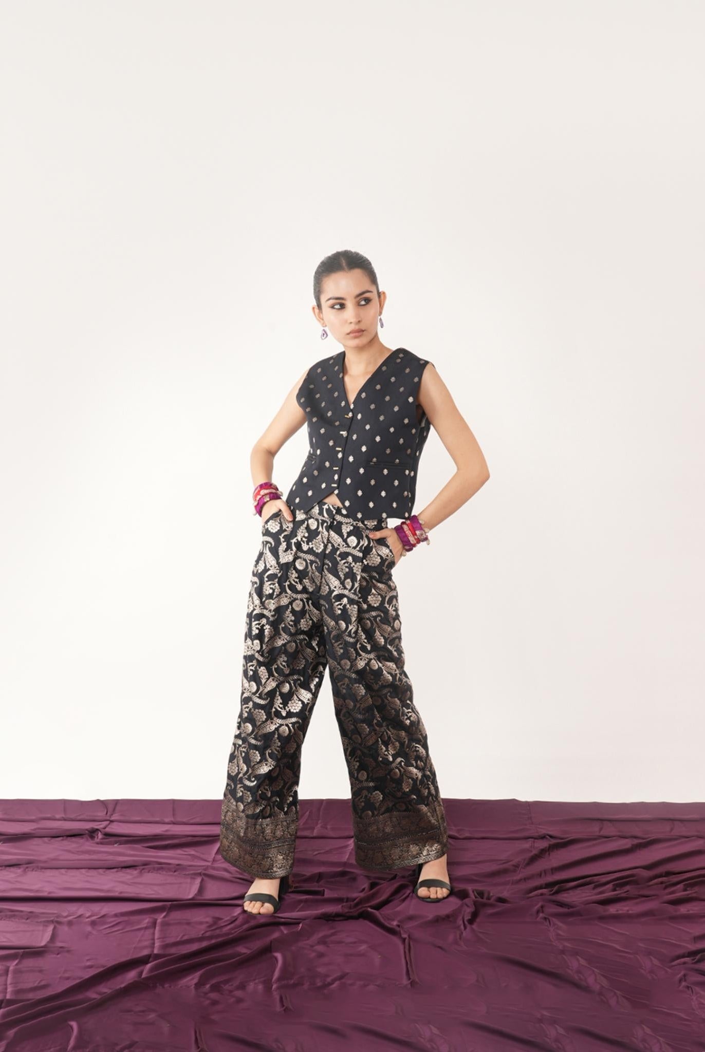 Black Silk Jaal Pant - CiceroniPantsShriya Singhi