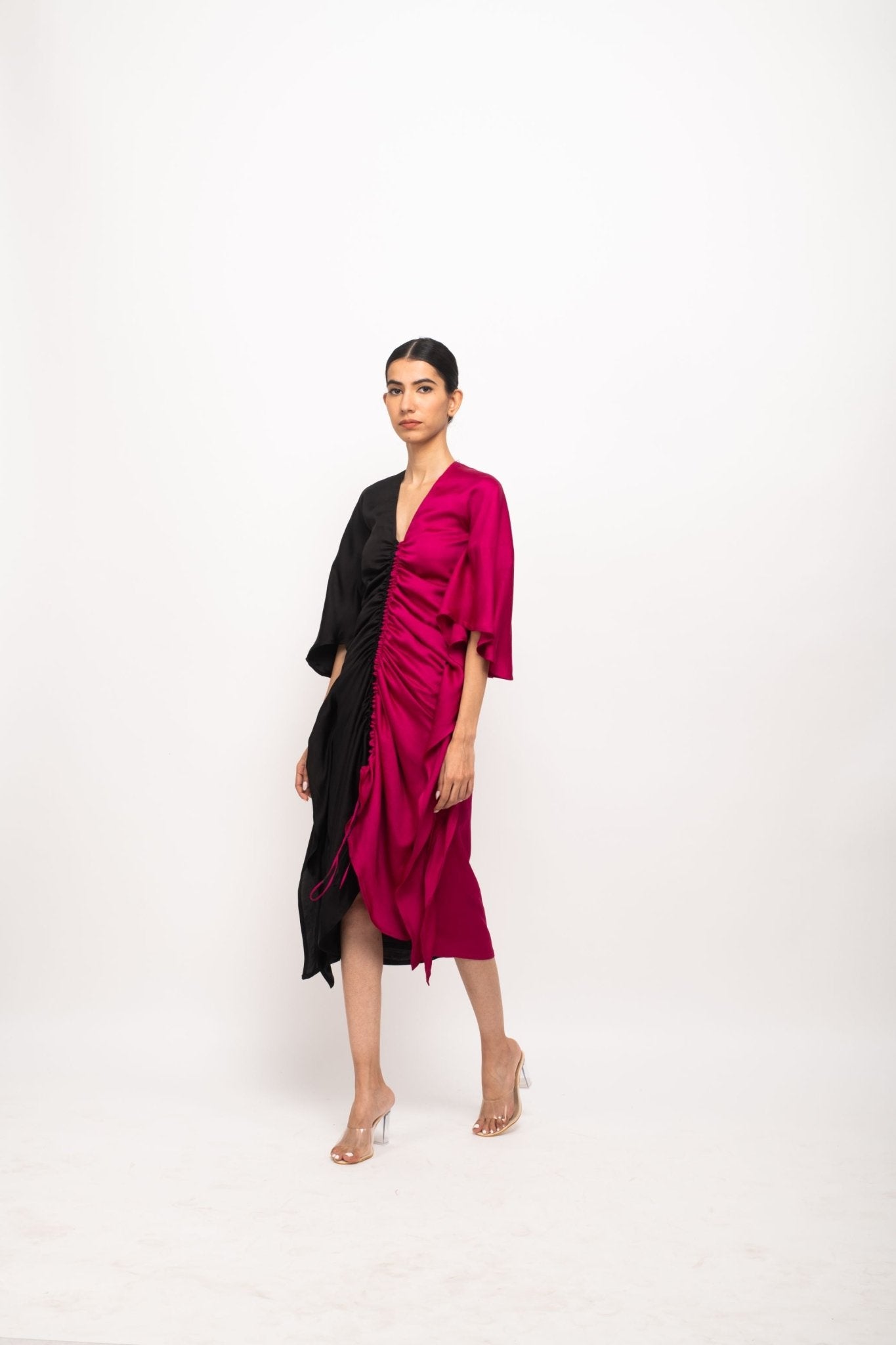 Black-Wine Kaftan Bodycon Dress - CiceroniDressesNeora