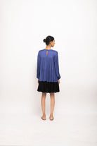Blue-Black Gather Short Dress - CiceroniDressesNeora