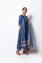 Blue Chanderi Silk Kurta Set with Dupatta - CiceroniBhavik Shah
