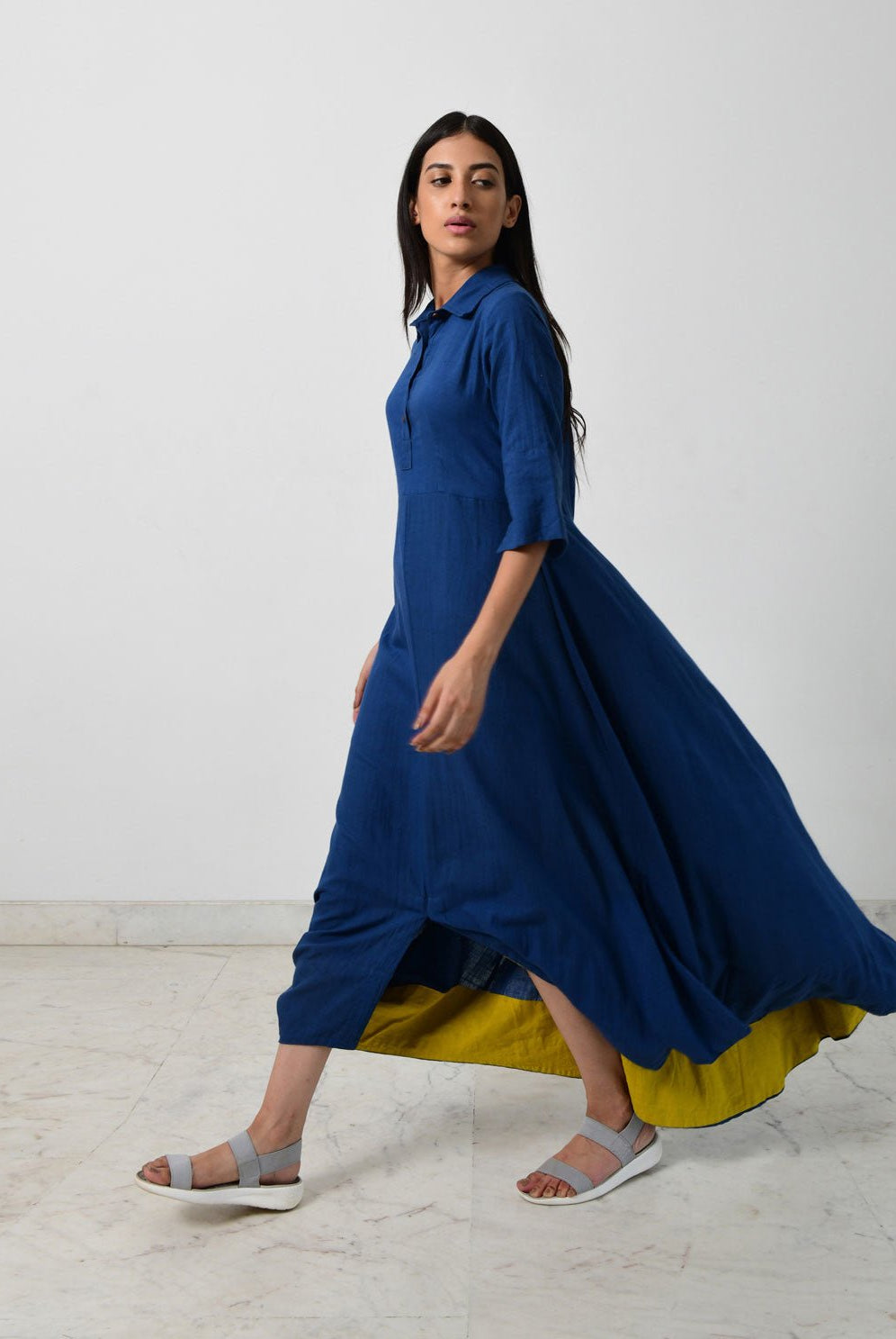Blue Collar Jumpy Dress - CiceroniDressesRias Jaipur