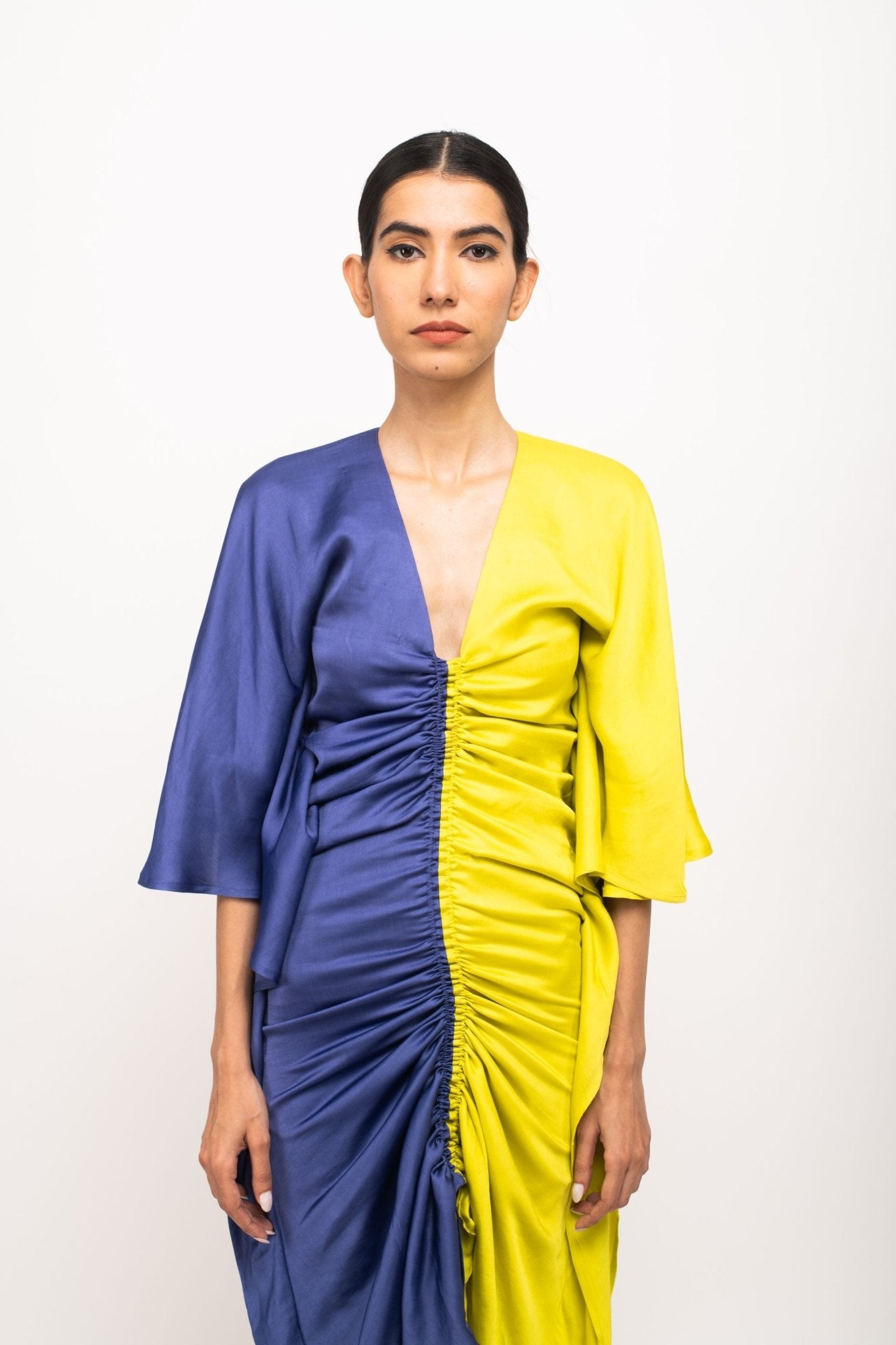 Blue-Neon Kaftan Bodycon Dress - CiceroniDressNeora
