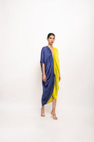 Blue-Neon Rouching Cape - CiceroniDressNeora
