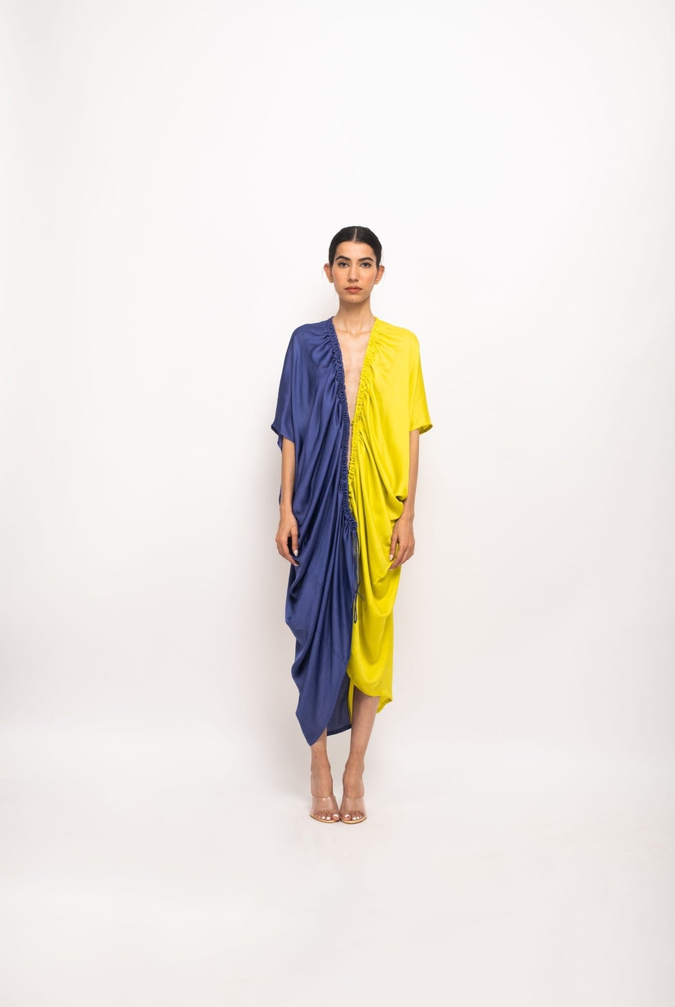 Blue-Neon Rouching Cape - CiceroniDressNeora