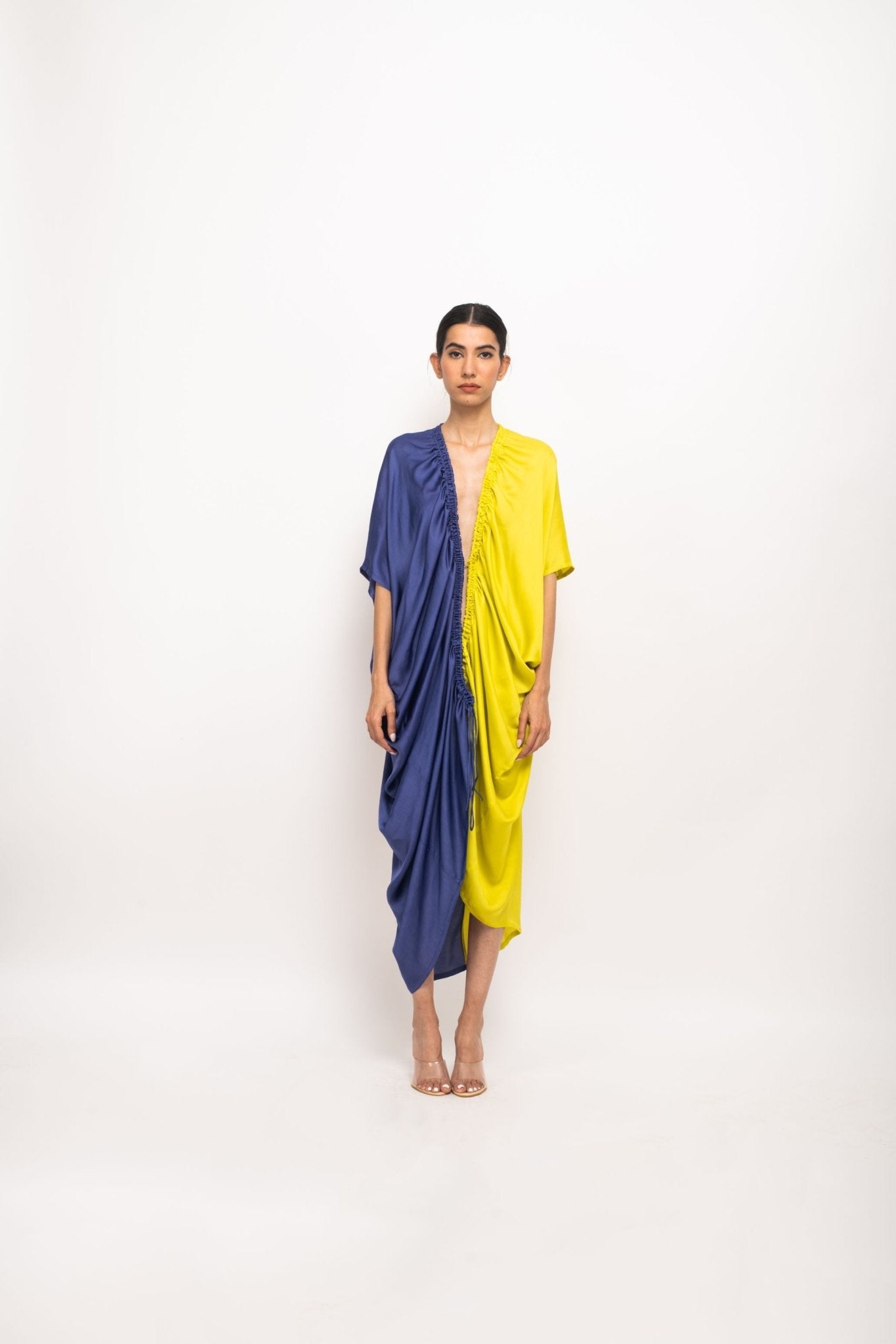 Blue-Neon Rouching Cape - CiceroniDressNeora