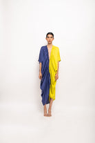 Blue-Neon Rouching Cape - CiceroniDressNeora