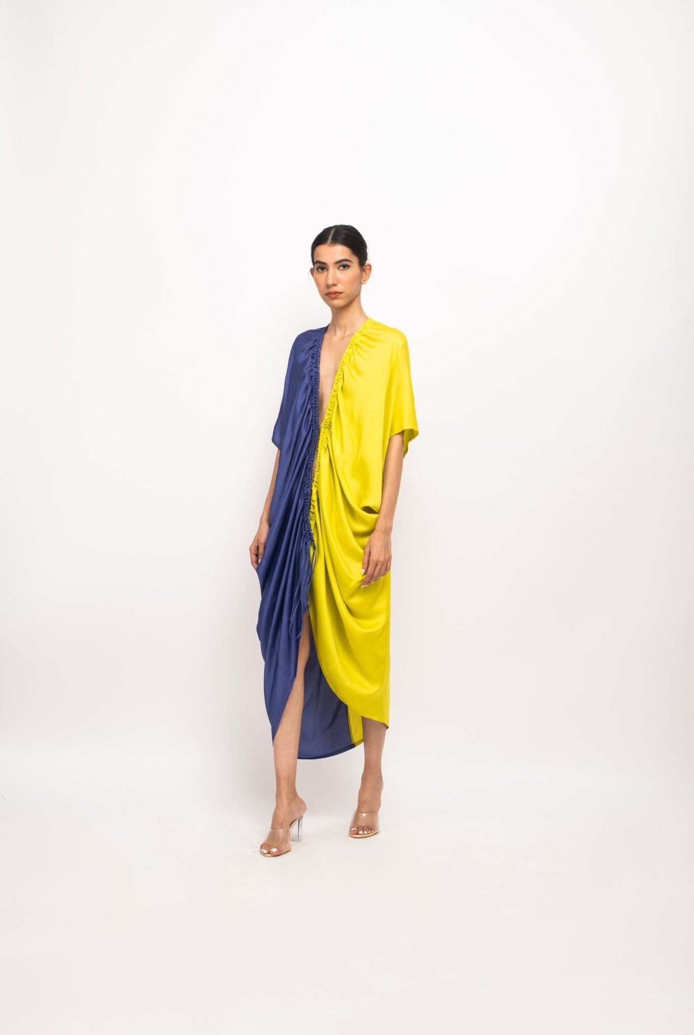 Blue-Neon Rouching Cape - CiceroniDressNeora