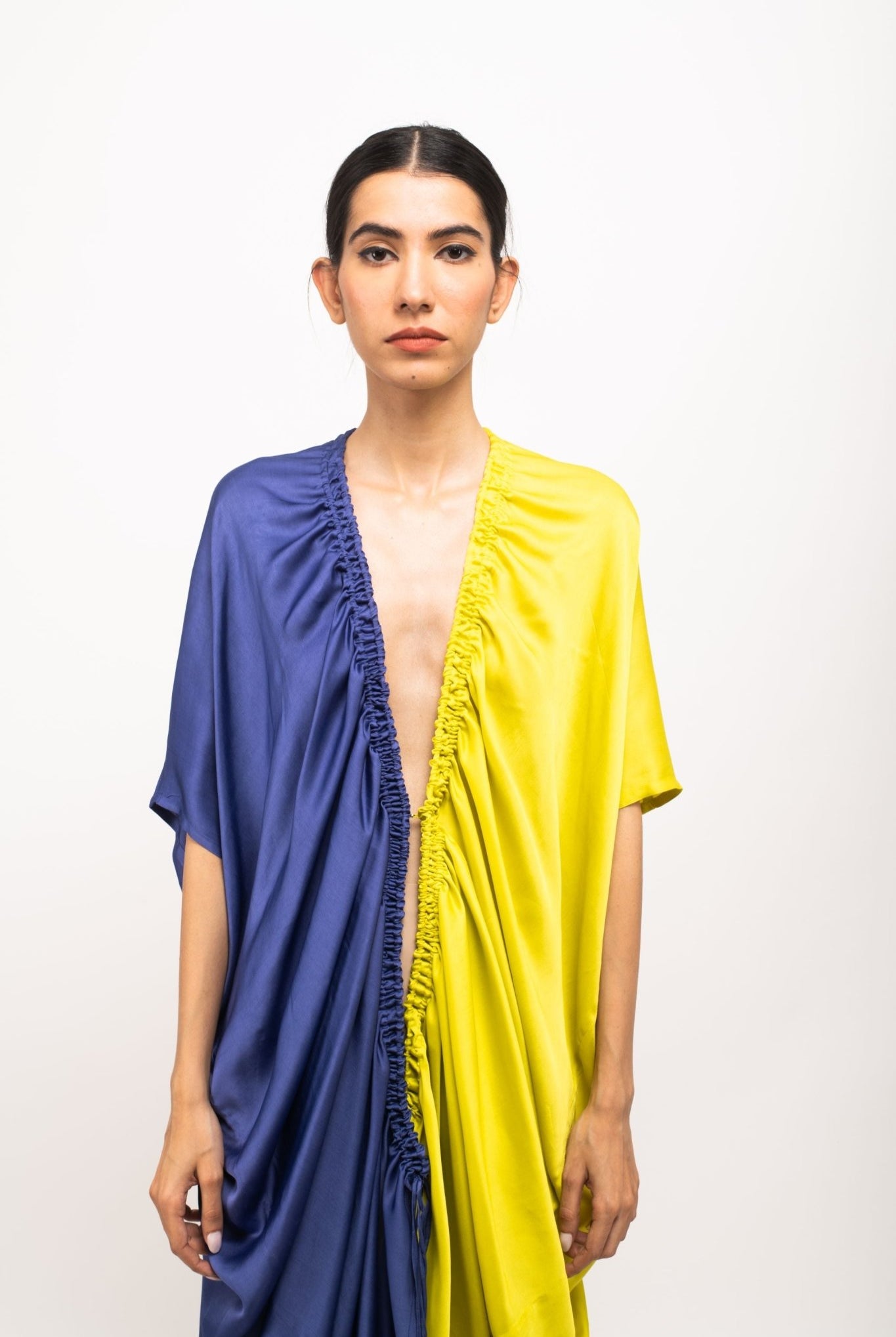 Blue-Neon Rouching Cape - CiceroniDressNeora