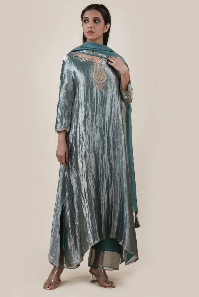 Blue Tissue - A-line Kurta Set - CiceroniBhavik Shah