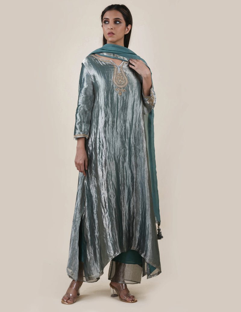 Blue Tissue - A-line Kurta Set - CiceroniBhavik Shah