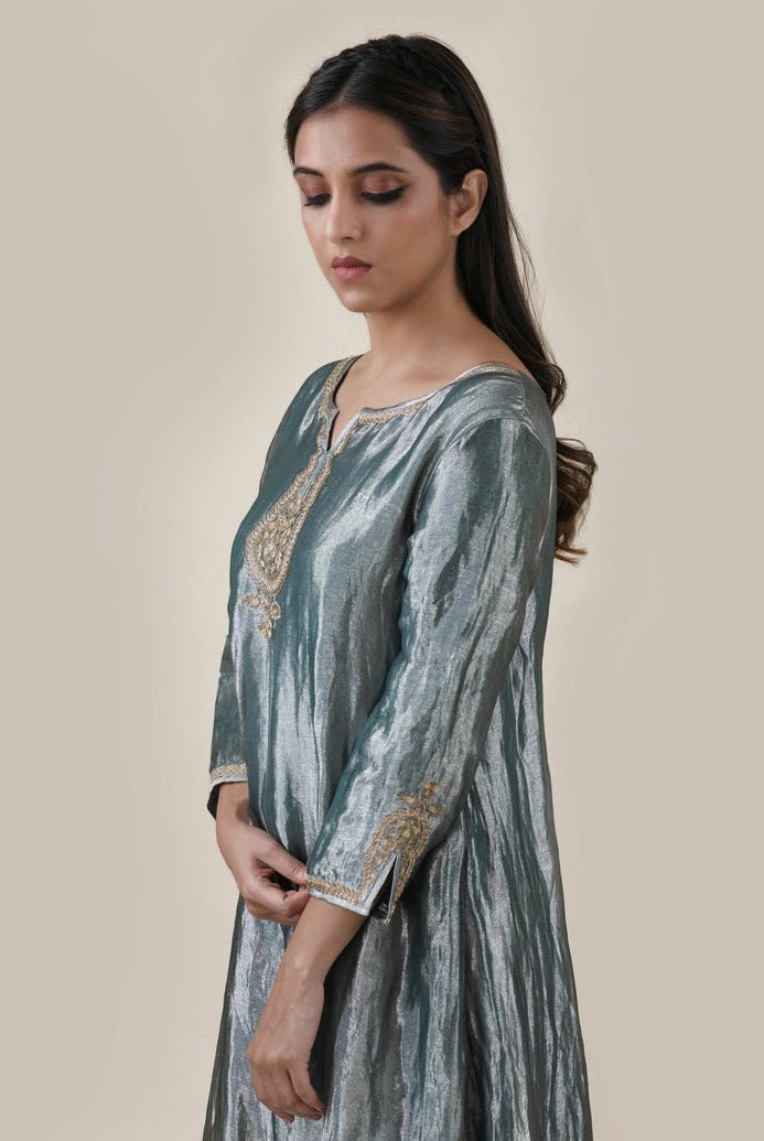 Blue Tissue - A-line Kurta Set - CiceroniBhavik Shah