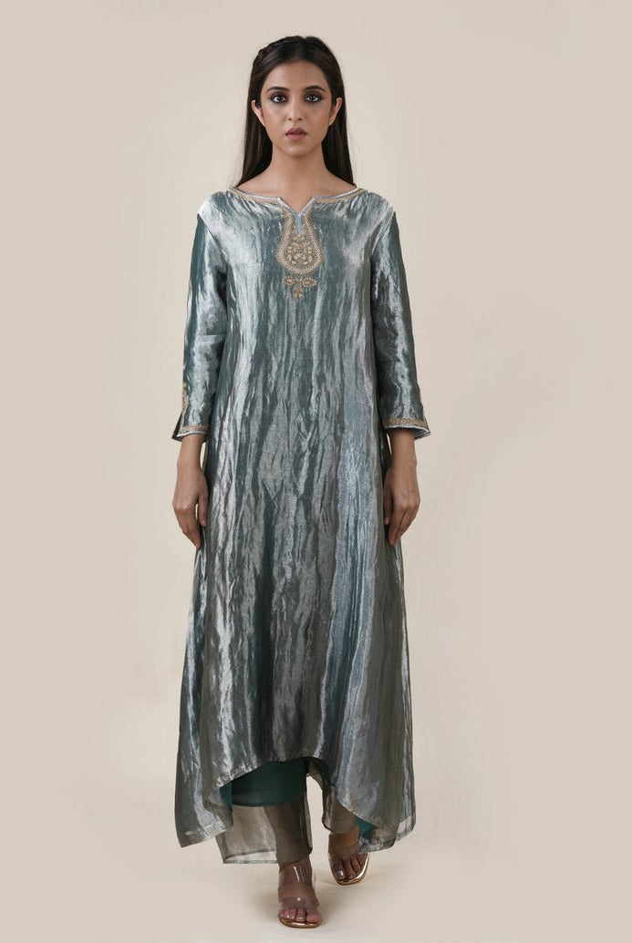 Blue Tissue - A-line Kurta Set - CiceroniBhavik Shah