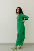 Bottlegreen Linen Kurta and Pants Set - CiceroniCo-ord SetSilai Studio