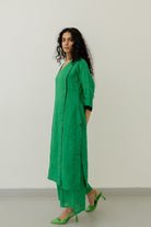 Bottlegreen Linen Kurta and Pants Set - CiceroniCo-ord SetSilai Studio