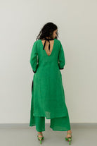 Bottlegreen Linen Kurta and Pants Set - CiceroniCo-ord SetSilai Studio