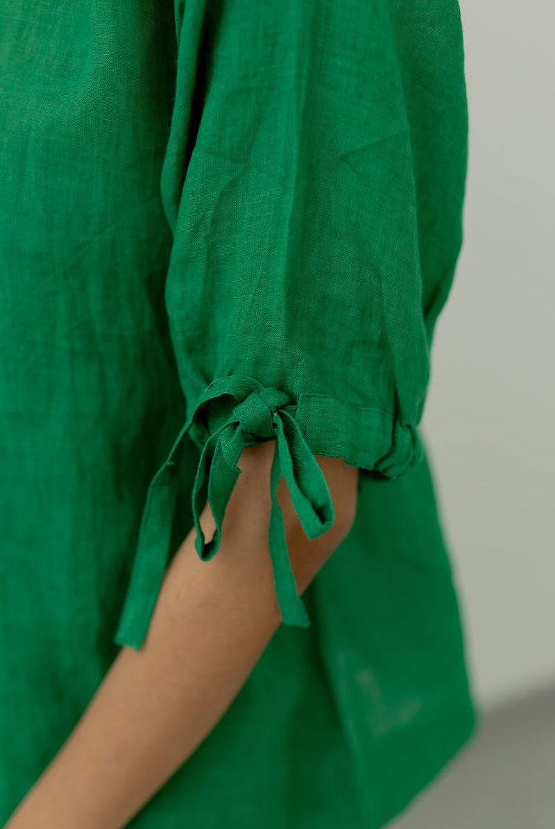 Bottlegreen Linen Top - CiceroniTopsSilai Studio