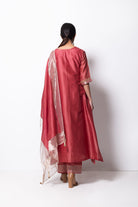 Brick Pink Chanderi Silk Kurta Set with Dupatta - CiceroniBhavik Shah