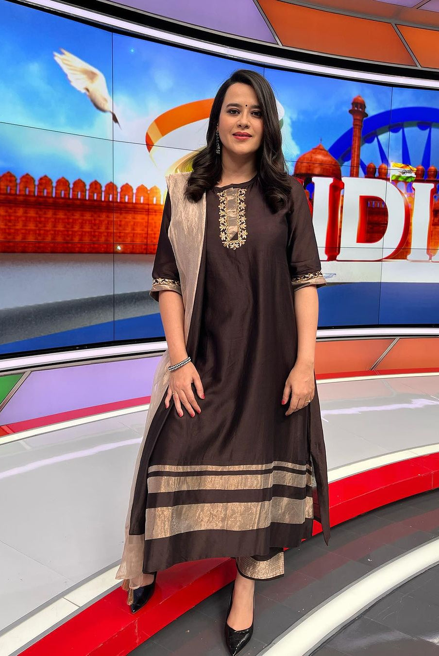 Brown Chanderi Silk Kurta Set with Dupatta - CiceroniKurta Set, Festive wearBhavik Shah