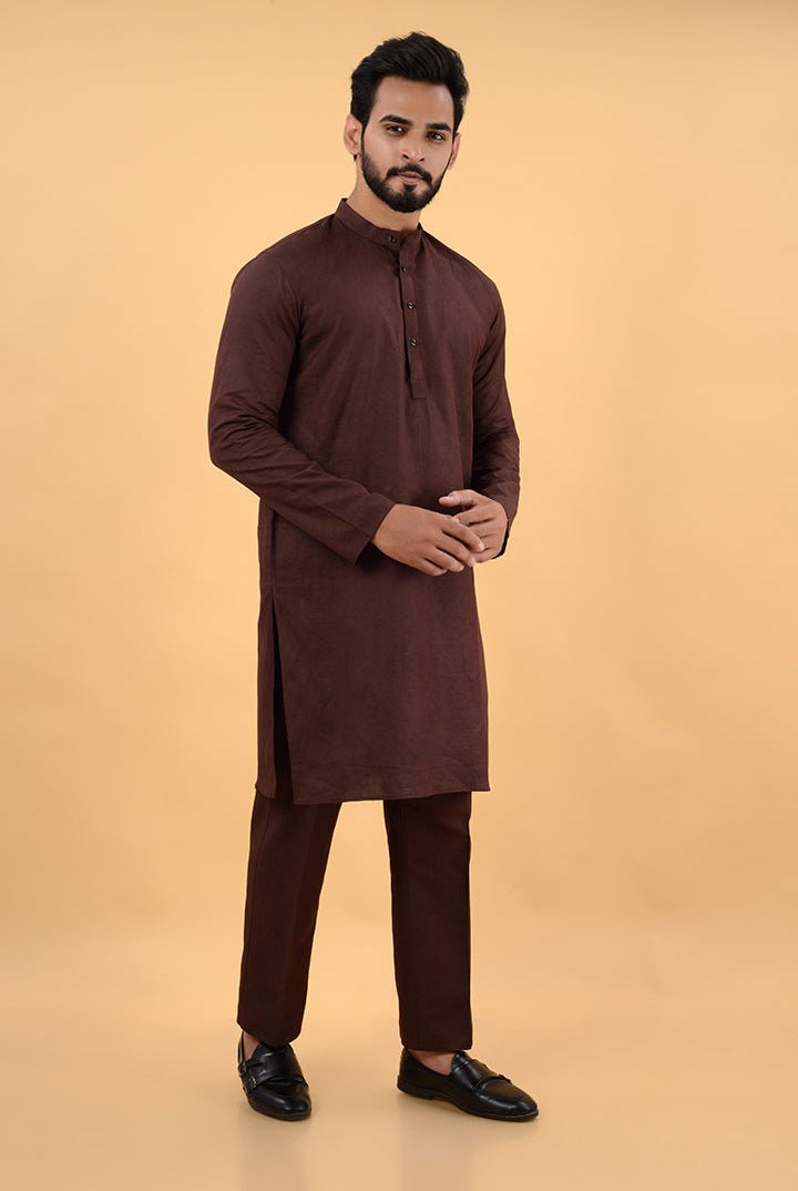 Brown Classic Kurta Set - CiceroniKurta SetHouse Of K.C