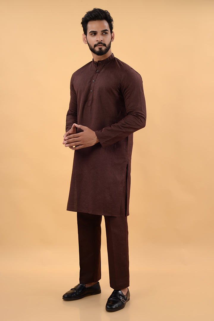 Brown Classic Kurta Set - CiceroniKurta SetHouse Of K.C