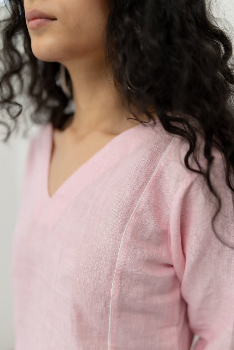 Bubblegum Linen Kurta and Pants Set - CiceroniCo-ord SetSilai Studio