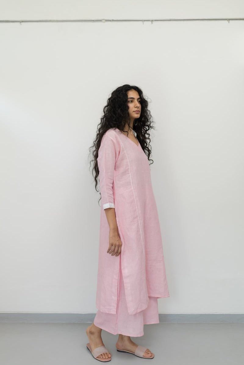 Bubblegum Linen Kurta and Pants Set - CiceroniCo-ord SetSilai Studio