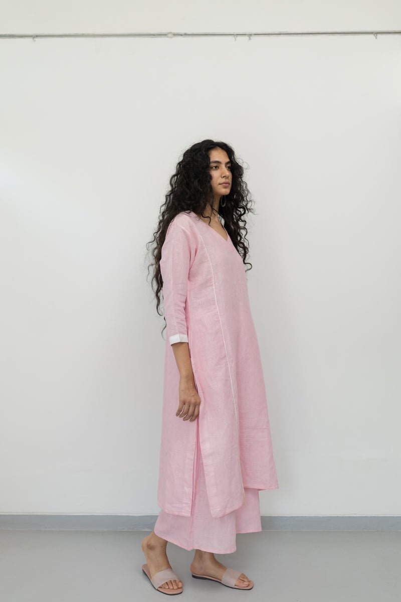 Bubblegum Linen Kurta and Pants Set - CiceroniCo-ord SetSilai Studio