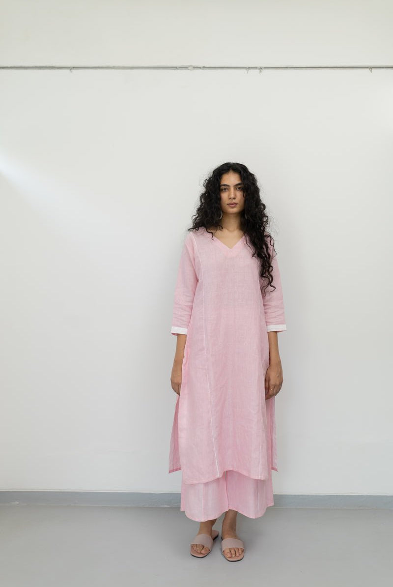 Bubblegum Linen Kurta and Pants Set - CiceroniCo-ord SetSilai Studio