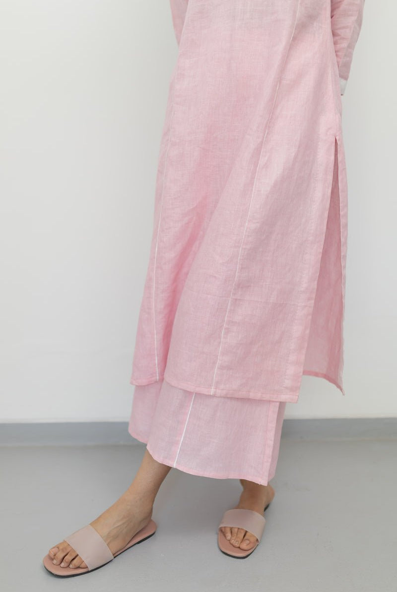 Bubblegum Linen Kurta and Pants Set - CiceroniCo-ord SetSilai Studio