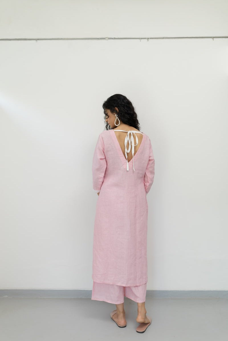 Bubblegum Linen Kurta and Pants Set - CiceroniCo-ord SetSilai Studio