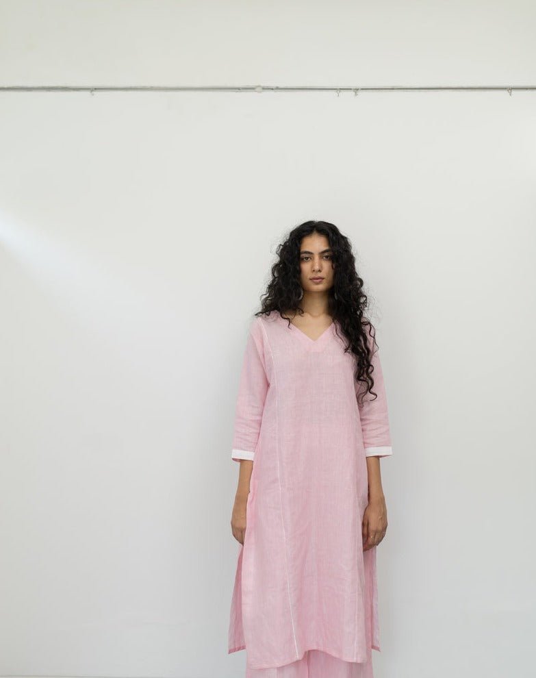 Bubblegum Linen Kurta - CiceroniKurtaSilai Studio