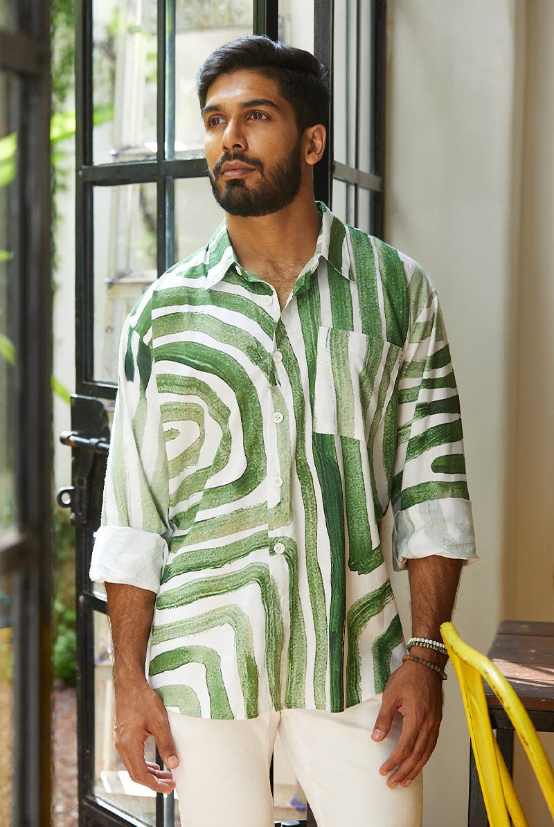 Burano unisex shirt in abstract green - CiceroniHappi Space