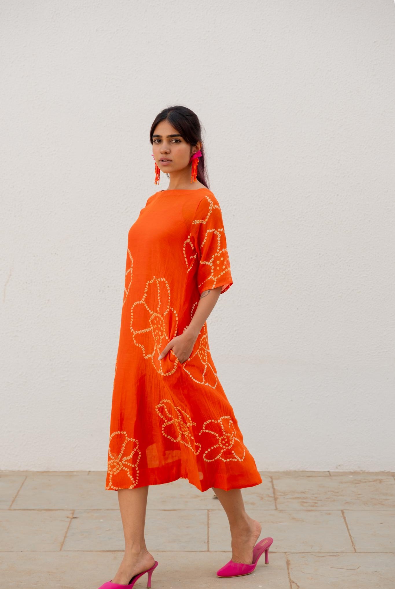 Burnt Orange Bandhani Dress - CiceroniDressesSilai Studio