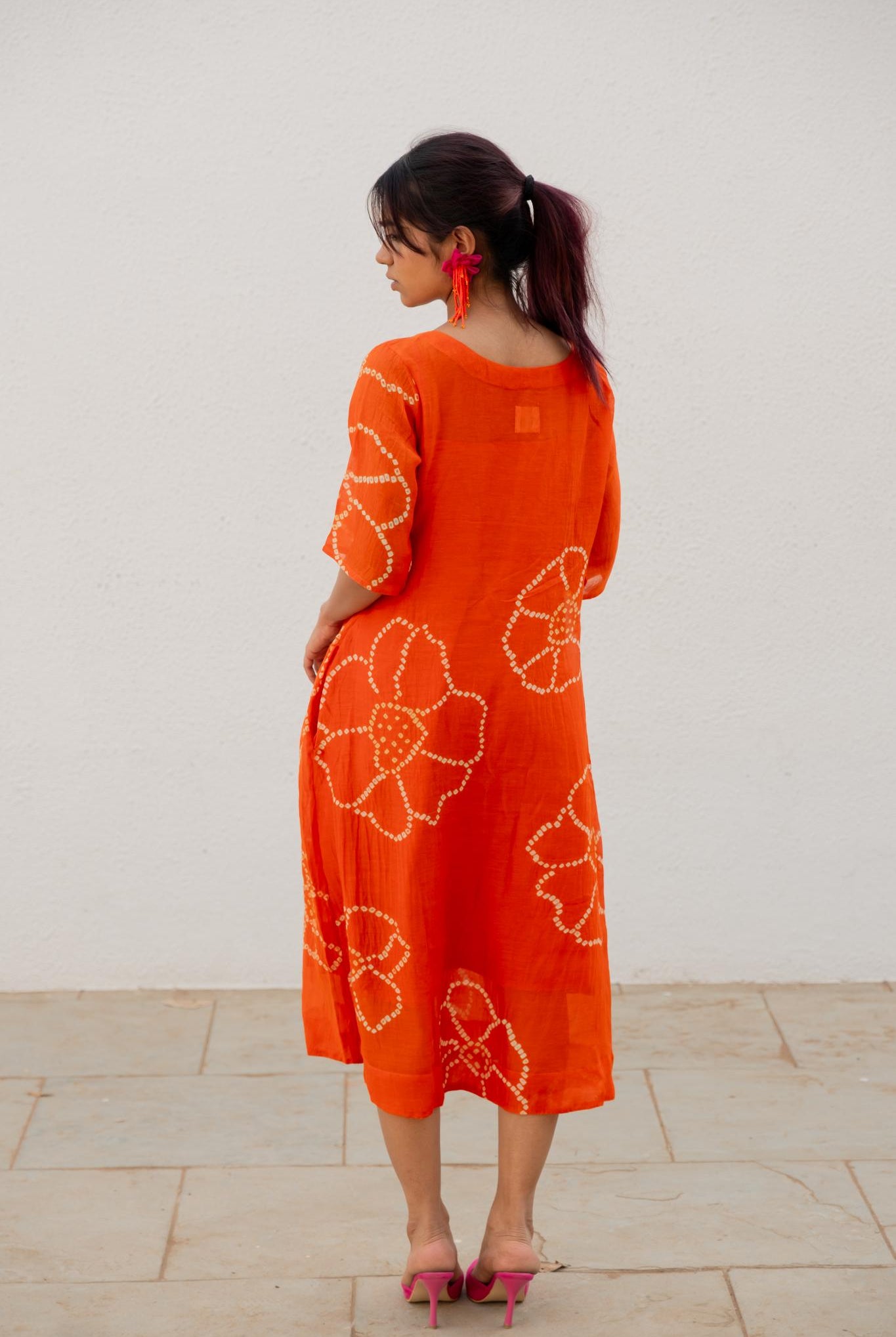 Burnt Orange Bandhani Dress - CiceroniDressesSilai Studio