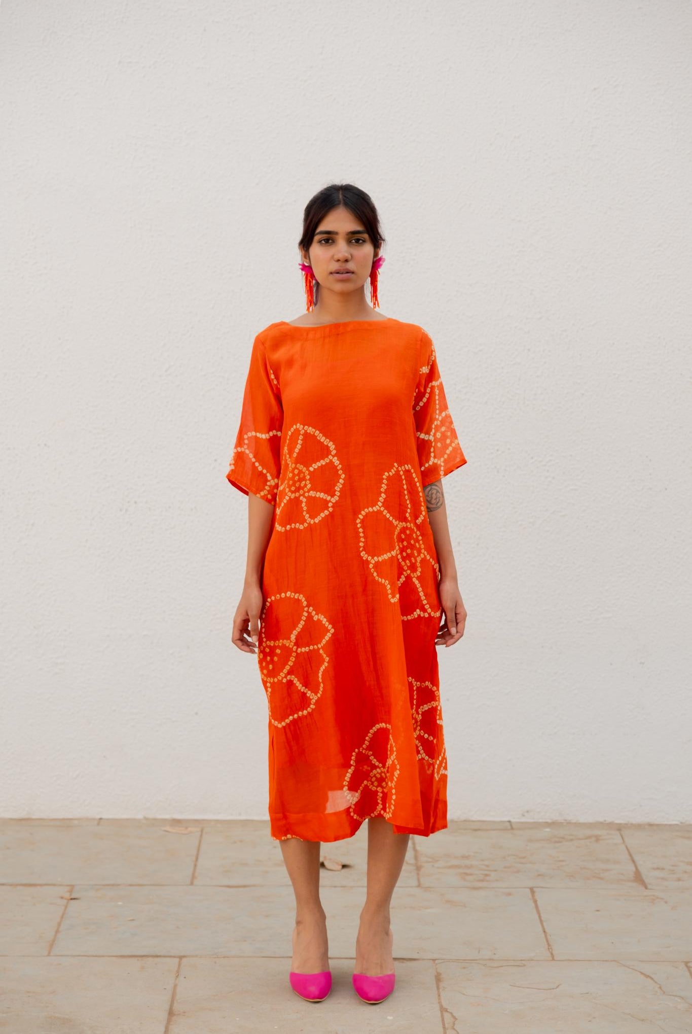 Burnt Orange Bandhani Dress - CiceroniDressesSilai Studio