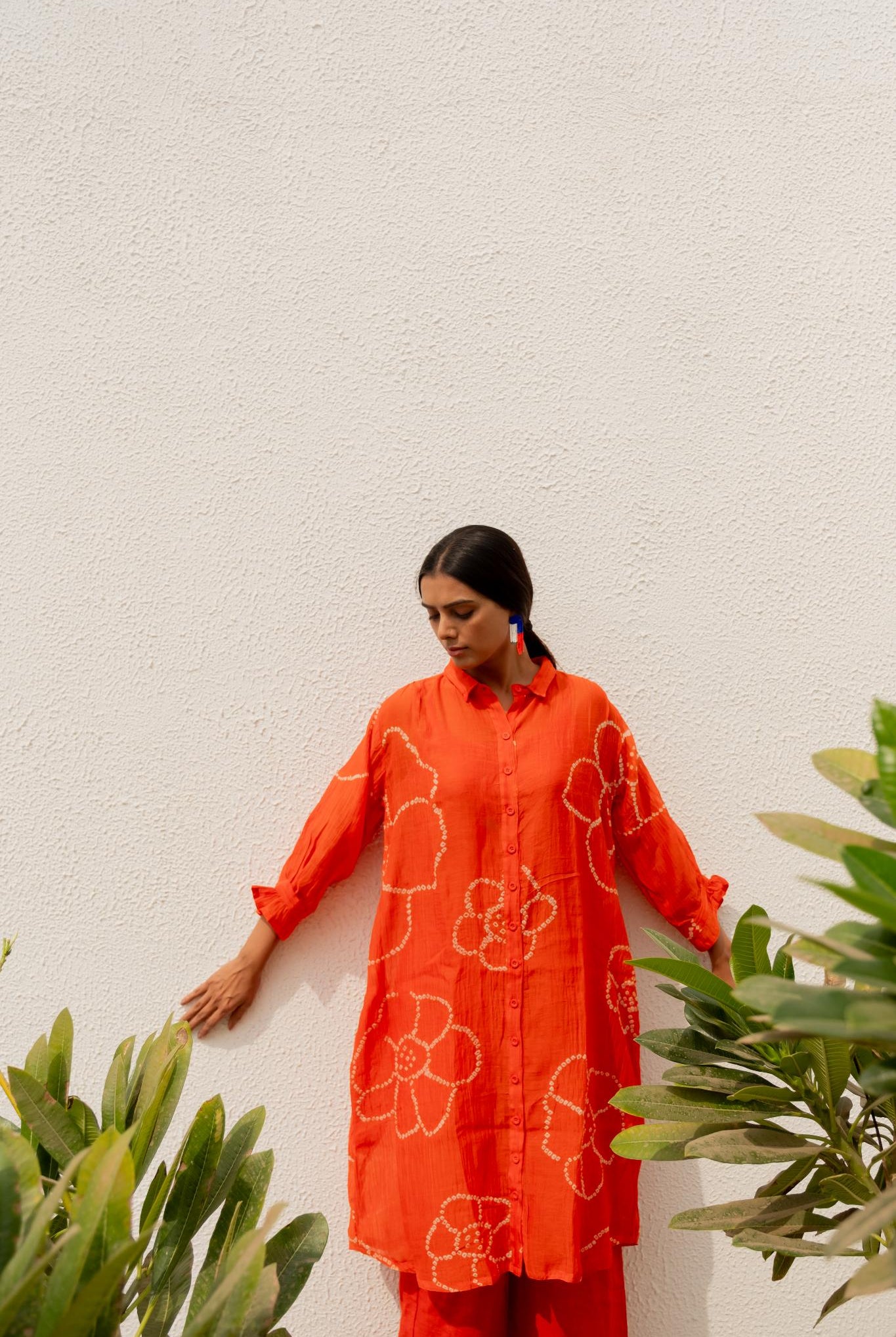 Burnt Orange Bandhani Tunic - CiceroniTunicsSilai Studio