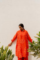 Burnt Orange Bandhani Tunic - CiceroniTunicsSilai Studio