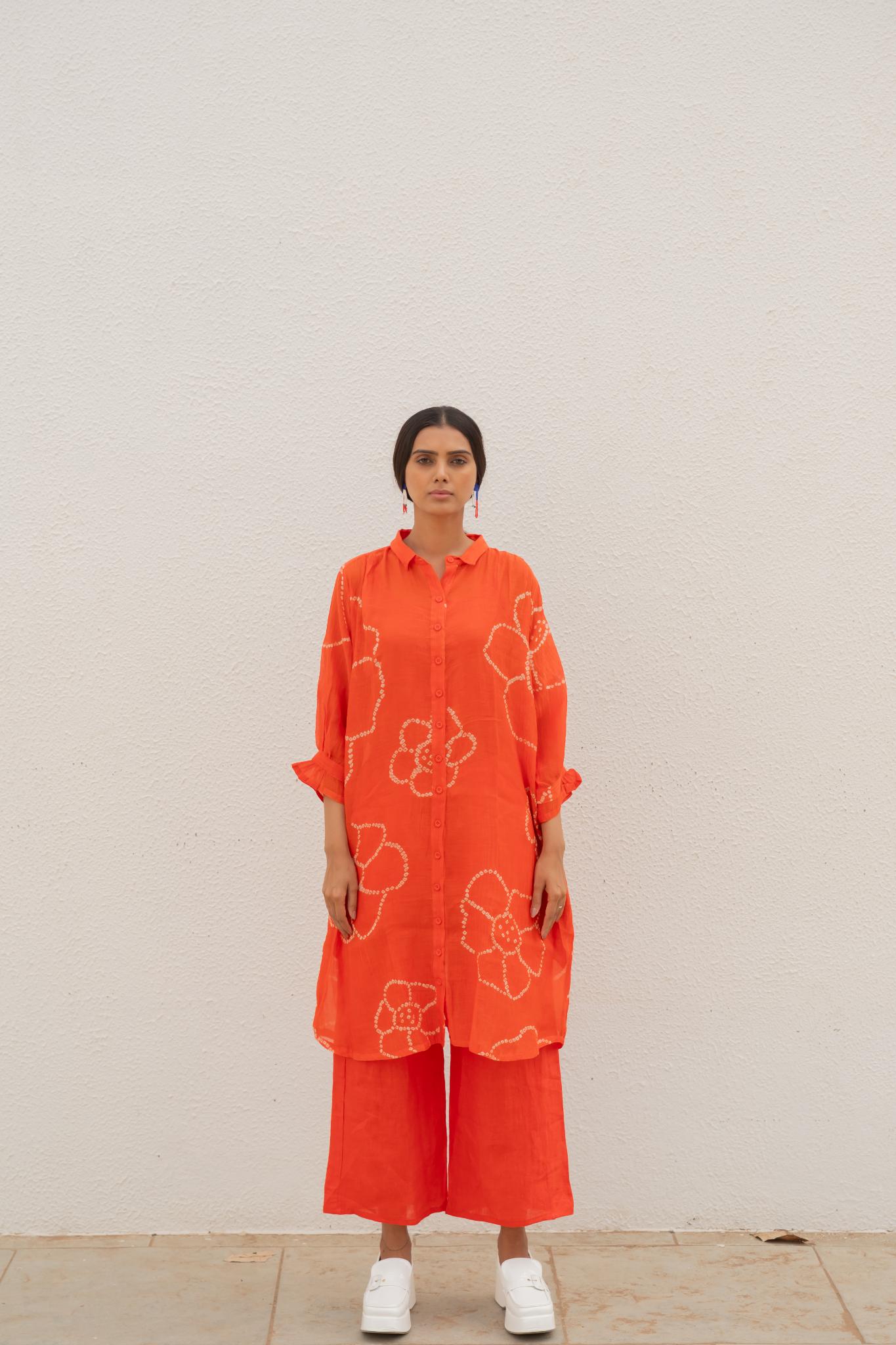 Burnt Orange Bandhani Tunic - CiceroniTunicsSilai Studio